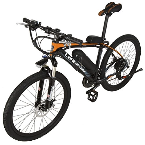 Vélos électriques : SMLRO LANKELEISI T8 lectrique Vlo De Neige Fat Tires Montagne Vlo Moteur 500 W 36 V 20AH 7-Vitesse Li-Batterie Puissant E-vlo lectrique Vlo VTT (Orange + Noir)