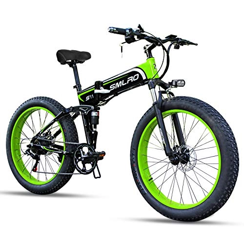 Vélos électriques : SMLRO Vélos électriques Pliant pour Adultes, 26" VTT électrique avec Moteur Haute Vitesse 350W / 500W / 1000W, Fat Bike avec Batterie Amovible au Lithium 48V 13Ah pour Hommes Femmes