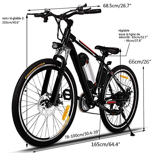 Vélos électriques : Speedrid Vélo Electrique, 2019 26 Plus / 26 / 20 pneus VTT Electrique Homme sans Balai de 250 W et Batterie au Lithium 36V 8Ah / 12Ah Shimano 21 / 7 Vitesses (8 Pouces-Noir)