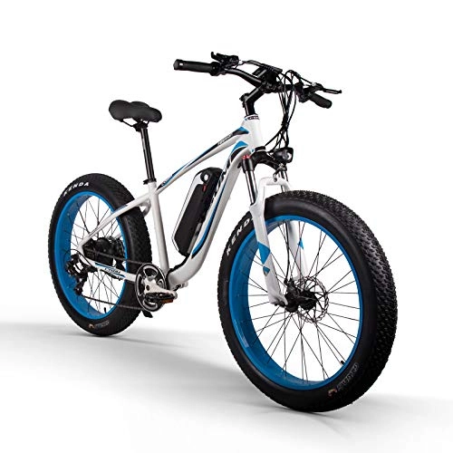 Vélos électriques : SUFUL Vélo électrique Adulte 1000W 48V vélo d'exercice éSUFUL lectrique sans Brosse détachable 17Ah Batterie au Lithium VTT Frein à Disque vélo électrique (Bleu Blanc)