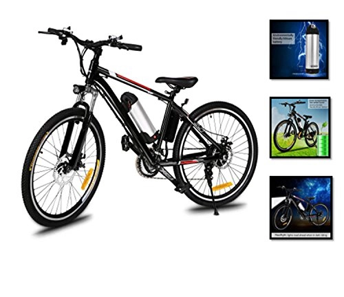 Vélos électriques : SummerRio VTT Electrique Adulte 250 W 21 Vitesses, Vlo Electrique E-bike Femme Homme 25 Pouces - Batterie Amovible au Li-ion 36V - Chargeur Smart - Phare LED - Max Vitesse 35 km / h (EU Stock) (Noir)