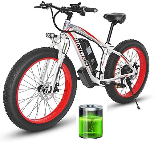 Vélos électriques : SXTR VTT électrique de 66 cm avec batterie lithium-ion amovible de grande capacité (48 V 8 Ah 350 W 500 W 1000 W), vélo électrique 21 vitesses et trois modes de fonctionnement (rouge)