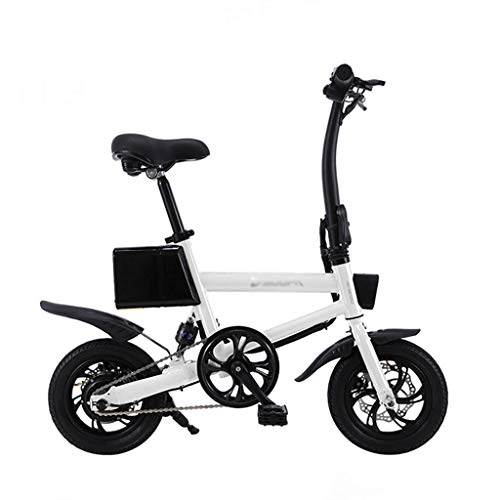 Vélos électriques : SZPDD Vlo d'assistance lger lger portatif Pliable de Bicyclette lectrique d'E-vlo de Bicyclette lectrique, White, Battery~5.2Ah
