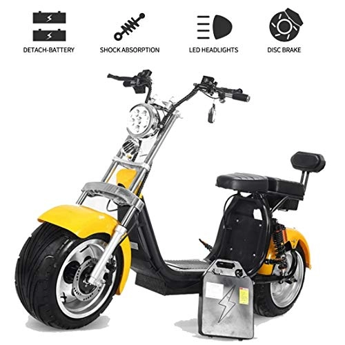 Vélos électriques : Takmeway Moto électrique 2000W vélo électrique Fat Tire Scooter électrique Frein à Disque Pression hydraulique du véhicule Moto Adulte, 2000W20A