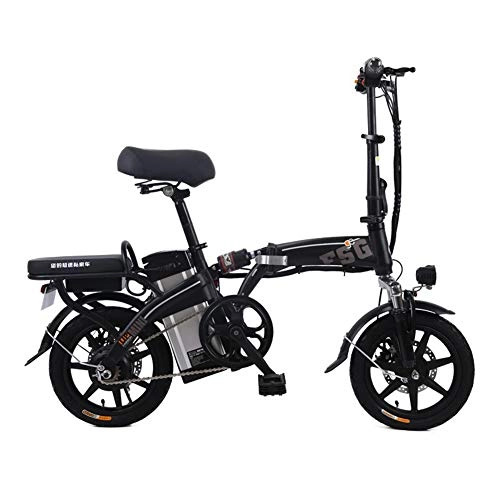 Vélos électriques : Tang Vlo lectrique Pliable, Scooter de Puissance portatif, 14 Pouces, 35 km / H, Black