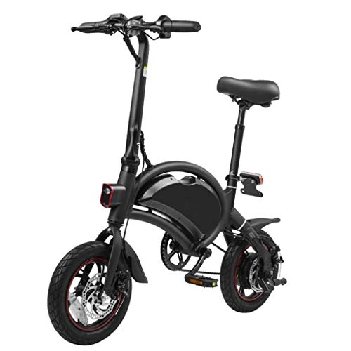 Vélos électriques : TB-Scooter Vélo Électrique de Ville Pliant, Jusqu'à 25 km / h, 3 Modes De Conduite, Noir Bike, avec Écran LCD, Pneu pneumatique 12 Pouces, Batterie au Lithium 36V / 7.5Ah, Adulte Unisexe