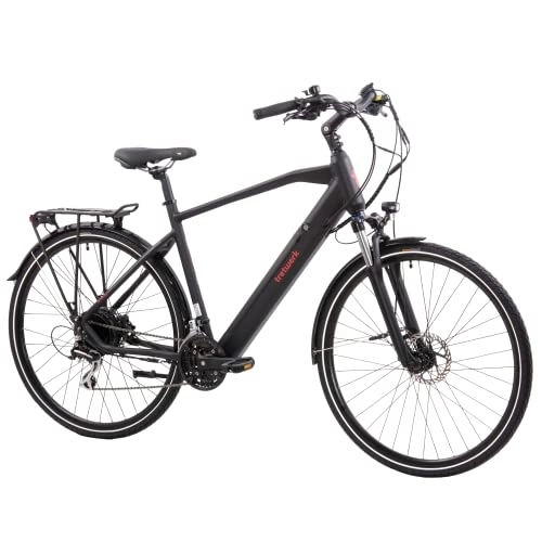 Vélos électriques : Tretwerk - Vélo électrique Pedelec 28" pour homme - Bronx 5.0 noir - Vélo de trekking électrique pour homme avec grande portée et dérailleur Shimano 24 vitesses - Vélo électrique avec moteur de moyeu