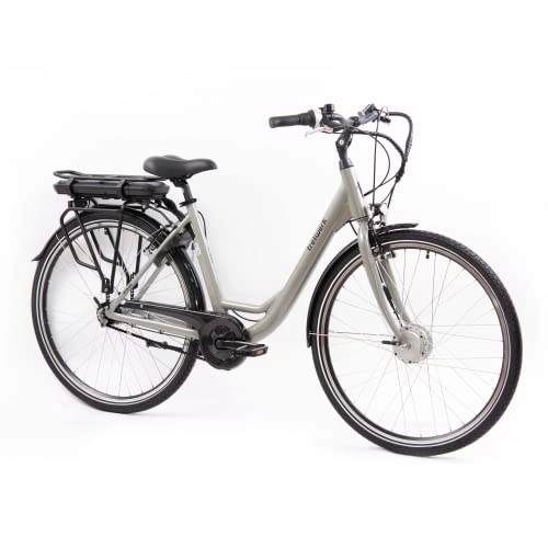 Vélos électriques : Tretwerk Vélo électrique pour femme 28" Pedelec – Cloud gris – Vélo de ville électrique pour femme avec 7 vitesses moyeu Shimano Nexus – Vélo électrique avec moteur avant 250 W, 36 V