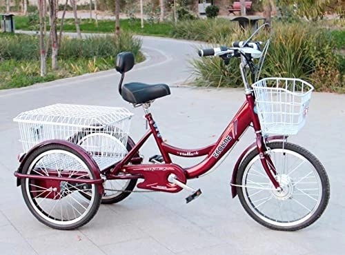 Vélos électriques : Tricycle Adulte électrique 3 Roues vélo Tricycle vélo 20'' Batterie au Lithium Scout Tricycle avec Panier à provisions et Panier Avant Cadeau pour Les Parents Sortie Shopping économiser