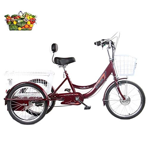 Vélos électriques : Tricycles Adultes vélos électriques à Trois Roues 20 Pouces pour Les Personnes d'âge Moyen et Les Personnes âgées avec Panier élargi Booster 3 vélos à Roues pour Les Parents Cadeau