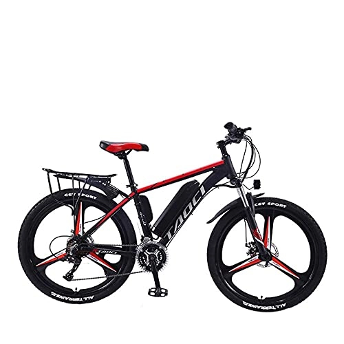 Vélos électriques : UNOIF 26" Vélos Électriques pour Adultes, Jantes en Aluminium Ebikes Vélos Tout Terrain, 13Ah Amovible Au Lithium-ION pour Hommes Montagne Ebike, Black Red