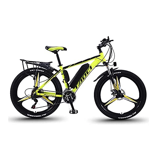 Vélos électriques : UNOIF 26" Vélos Électriques pour Adultes, Jantes en Aluminium Ebikes Vélos Tout Terrain, 13Ah Amovible Au Lithium-ION pour Hommes Montagne Ebike, Black Yellow