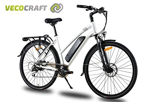 Vélos électriques : Veco Craft Athena 8 Vélo électrique, Femme, Randonnée Bike, E-Bike, 36 V 250 W shengyi Derrière Moteur, Couleur : Blanc