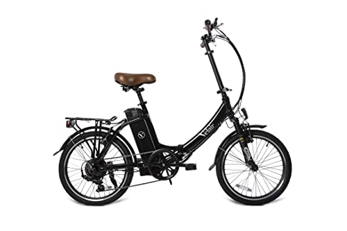Vélos électriques : Velair - Vélo électrique pliable 20'' Evolution - Shimano 6 Vitesses - Freins à patins - Autonomie 70 km - Cadre aluminium - Noir