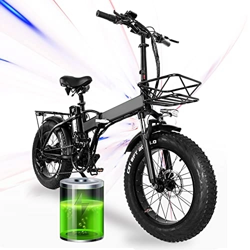 Vélos électriques : Velo Electrique Pliable Gros Pneu 20"* 4" Fat Bike Electrique GW20, Batterie 48V / 15Ah, Vélo de Montagne de Ville Longue Autonomie 40-80km, Velo Electrique Homme Femme