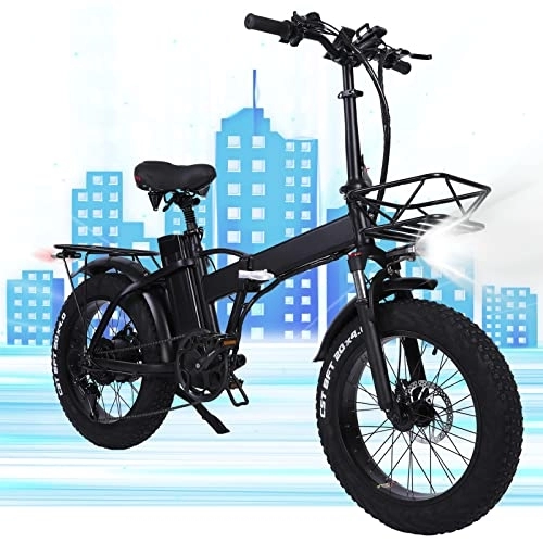 Vélos électriques : Velo Electrique Pliable VTC Gros Pneu 20"* 4", Shimano 7 Vitesses Batterie 48V / 15Ah, Vélo de Neige Autonomie 40-100km, Velo Electrique Homme Fat Bike Electrique