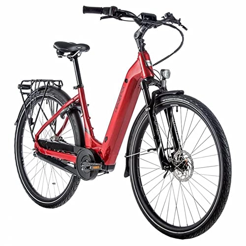 Vélos électriques : Velo Electrique-VAE City Leader Fox City 28 neba 2021 Mixte Femme-Homme Rouge Tigre Moteur Central bafang m420 36v 14ah 8v (20'' - h52cm - Taille l - pour Adulte de 178cm à 185cm)