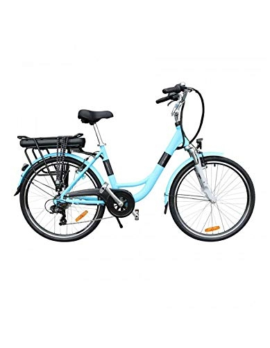 Vélos électriques : Velo Electrique-VAE City Newton Urban 26 alu Mixte Femme-Homme 6 Vitesses avec ecran LCD, Moteur 250w Bleu