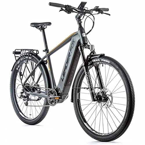 Vélos électriques : Velo Electrique-VAE VTC Leader Fox 28'' Bend 2021 Homme Gris-Orange 9v Moteur Central bafang m500 36v 95nm Batterie 20ah (19'' - h48cm - Taille l - pour Adulte de 178cm à 185cm)