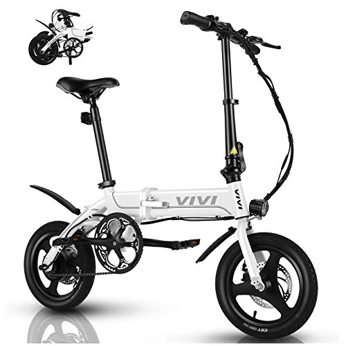 Vélos électriques : VIVI Vélo Électrique Pliable Velo Pliable Electrique Adulte Velo Electrique Homme avec 14" Roue Intégrée, Moteur 350W, Batterie 36V / 7.8Ah / 32km / h / Kilométrage de Recharge Jusqu'à 40km (Blanc)