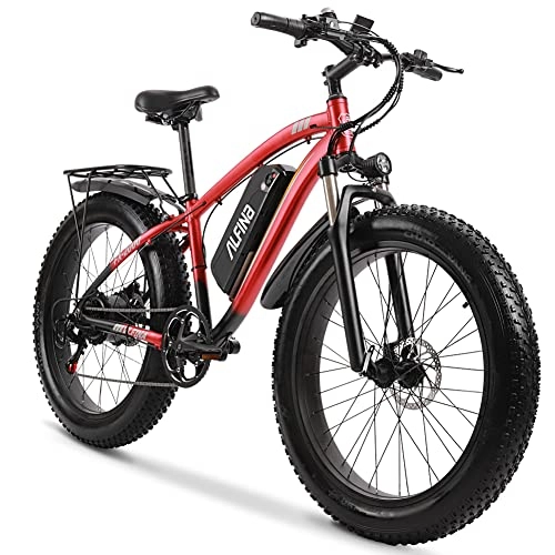 Vélos électriques : VLFINA Adulte Vélo Électrique 26 Pouces Fat Tire Vélo Électrique 48V 17Ah Batterie Amovible Suspension Verrouillable Montagne Neige Plage Vélo Électrique