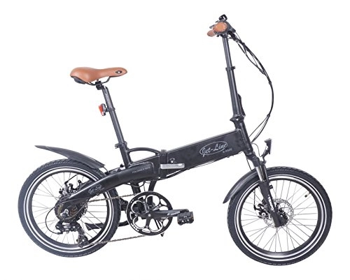 Vélos électriques : Vlo lectrique Jet-Line pliant dans un design rtro en noir mat. 7-vitesses, cadre en aluminium, drailleur Shimano, batterie Samsung de grande qualit avec freins disque.