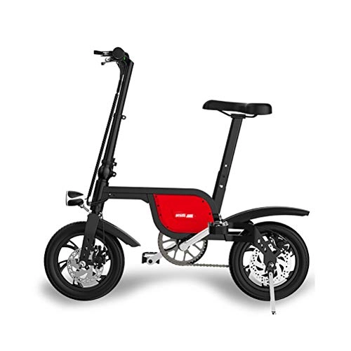 Vélos électriques : Vlo lectrique, Pliable Ebike avec 36v / 6Ah Li-ION Batterie 250W, Trois Modes de Fonctionnement, 12 Pouces avec lumire LED Avant pour Adulte Vitesse maximale de 25 km, Rouge
