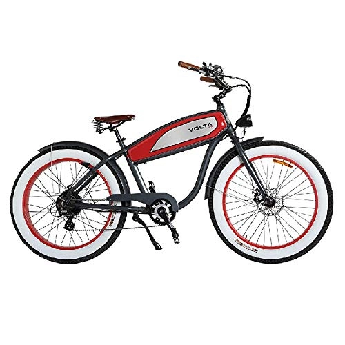 Vélos électriques : Volta Velo Electrique Cyclone Retro Fat Black / Red