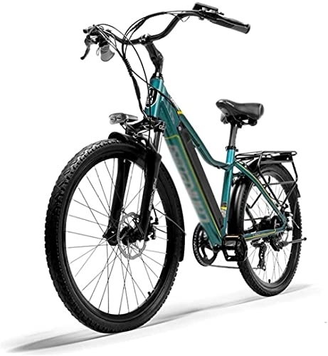 Vélos électriques : Vélo de Montagne électrique 26 Pouces vélo électrique Fat Tire E-Bike 7 Vitesses Beach Cruiser Sports Vélos de Montagne de Suspension Suspension Pédale assistée E-Bike-Bleu_15ah