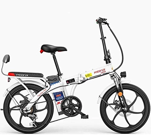 Vélos électriques : Vélo De Montagne électrique ZBB électrique De 20 Pouces Pliant pour Adulte avec Moteur 48W Amovible à Batterie Lithium-ION Amovible De 48 V 250W 7 Vitesses Blanc 65 à 70KM, White