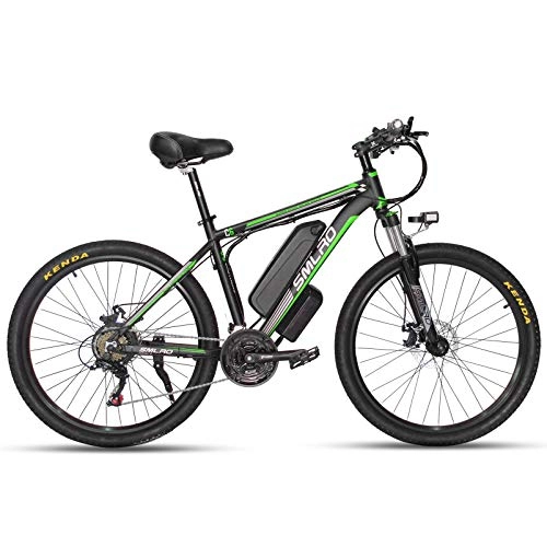 Vélos électriques : VéLo Electrique 26" E-Bike VTT 1000W 48V 18AH Samsung Batterie Lithium-ION à Grande Capacité VéLo De Montagne éLectrique pour Adulte Femme / Homme (Noir / Vert)