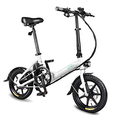Vélos électriques : Vélo Pliant Électrique Vélo Pliant Lady, Réglable 250W Légère E-Bike avec Phares Et Affichage LED avec 3 Modes Équitation Vitesse Maximale 25 Kmh, Blanc, 36V 5.2Ah