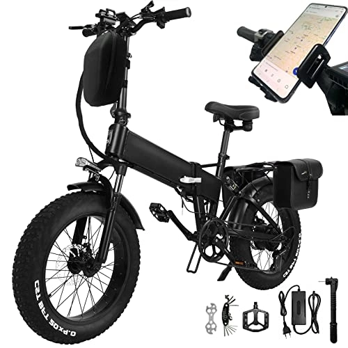 Vélos électriques : Vélo Électrique Adulte Gros Pneu 20"* 4" VTT Fat Bike, Vélo Électrique Pliant avec Moteur Puissant Batterie Amovible 48V 15Ah Shimano à 7 Vitesses…
