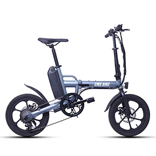 Vélos électriques : Vélo Électrique Pliable 16 Pouces, Ebike Pliant Urban pour Adulte avec Puissant Moteur 250W et Li-Battery 36V 13Ah, Vitesse Max 30 km / h, Shimano 6-Speed, Freins Disque, Gris