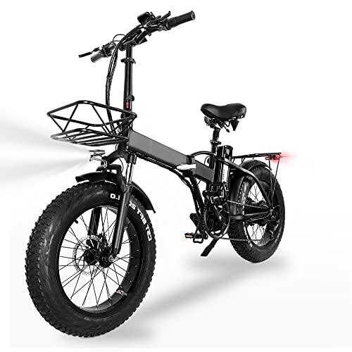 Vélos électriques : Vélo Électrique Pliable, Vélo Homme Pliant Adulte Gros Pneu 20"* 4" avec Moteur Puissant Batterie 48V 15Ah