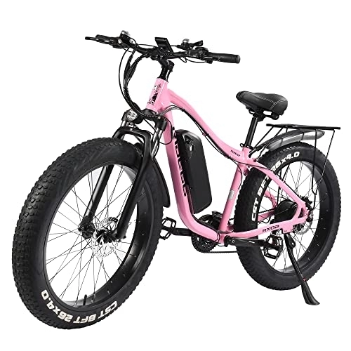 Vélos électriques : Vélo Électrique VTT 26 Pouces 48V 16Ah Batterie Ebike pour Homme Femme (Rose)