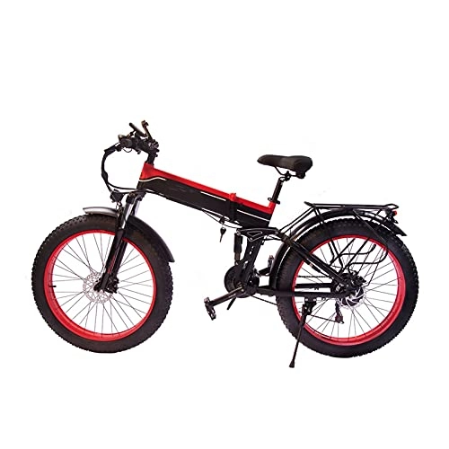 Vélos électriques : Vélo électrique 1000W 14Ah Pliant vélo électrique de Gros Pneu 26inch Roue 48V Moteur étanche de Montagne de Montagne vélo pour Adulte par paritaire (Color : Red, Number of speeds : 21)
