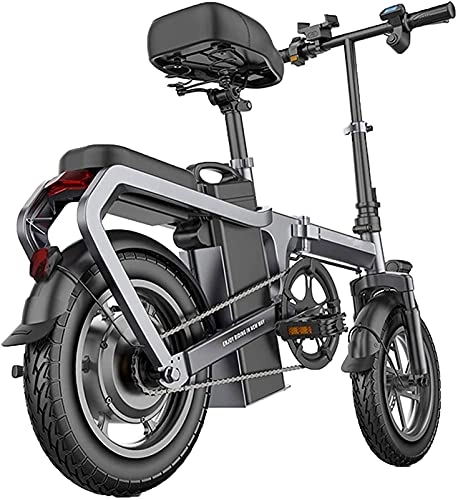 Vélos électriques : Vélo électrique 14 dans les vélos électriques pliants pour alliage d'aluminium unisexe avec batterie de lithiumion 400W 48V Mini vélo électrique avec mètre LCD intelligent et système de récupération d