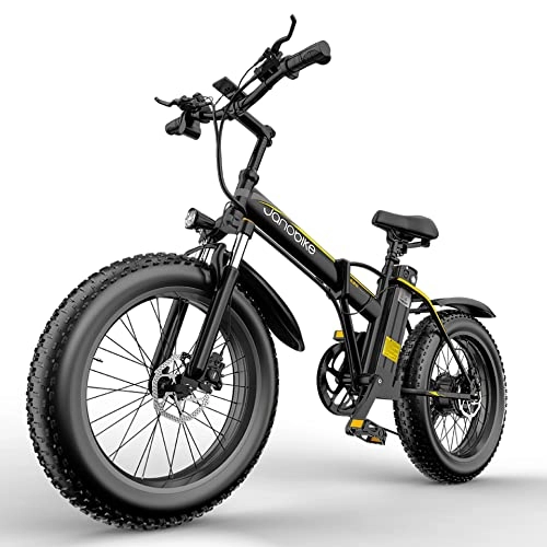 Vélos électriques : Vélo électrique 26" x 4, 0 Fat Tire, Shimano 7 vitesses, freins hydrauliques XOD avant et arrière, vélo électrique pliable pour la ville avec moteur sans balais, batterie interchangeable 48 V-12, 8 Ah