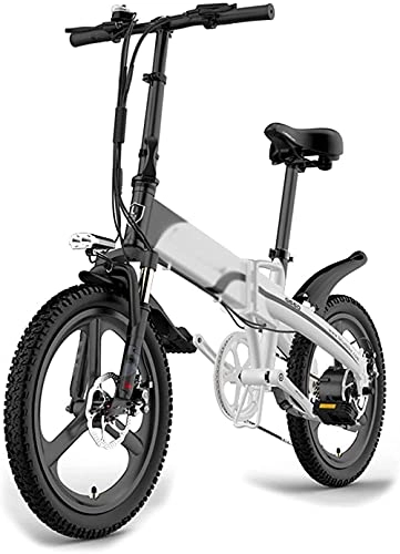 Vélos électriques : Vélo électrique 48V 8 7Ah / 10 4Ah Batterie cachée 20 Pliant Vélo de Montagne électrique pour Adultes Vélo électrique 300W Frein à Disque Moteur E Vélo pour vélo en Plein air Voyage-Gris_10.4Ah400W