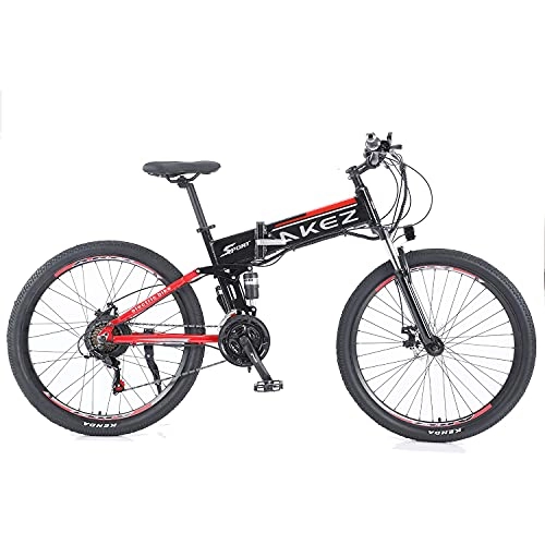 Vélos électriques : Vélo électrique 500W VTT 48V 9AH E-Bike pour Hommes Adultes, vélo da VTT électrique 27, 5" avec Roue intégrée en Alliage de magnésium et Engrenages Shimano 21 Vitesses Red