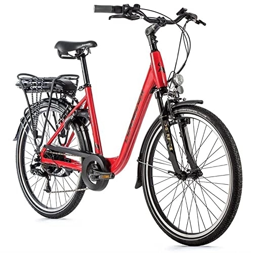 Vélos électriques : Vélo électrique Leader Fox Latona Lady - 7 vitesses - 468 Wh - Moteur arrière Pedelec LG - Rouge - Rh46 cm