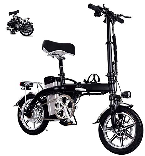 Vélos électriques : Vélo électrique pliable pour adultes - Mini vélo électrique 14" avec moteur 350 W, batterie 48 V 10 Ah, vélo de ville professionnel avec support de téléphone portable et frein à disque double (Noir)
