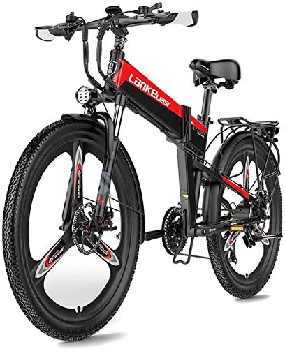 Vélos électriques : Vélo électrique Pliable, Vélo de neige électrique, vélo électrique pliant de 26 pouces 400W 48V 10.4Ah / 12.8Ah Li-ion Pédale à la pédale d'assistance à la pédale avec suspension arrière Vélos électri