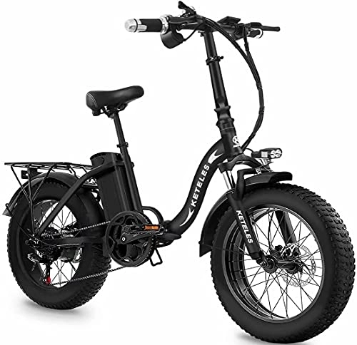 Vélos électriques : Vélo électrique Pliant 20 Pouces, motoneige à pneus Larges 4.0, VTT, équipé d'une Batterie au Lithium Amovible Shimano 7 Vitesses, 48V18Ah, adapté aux Adultes, Noir