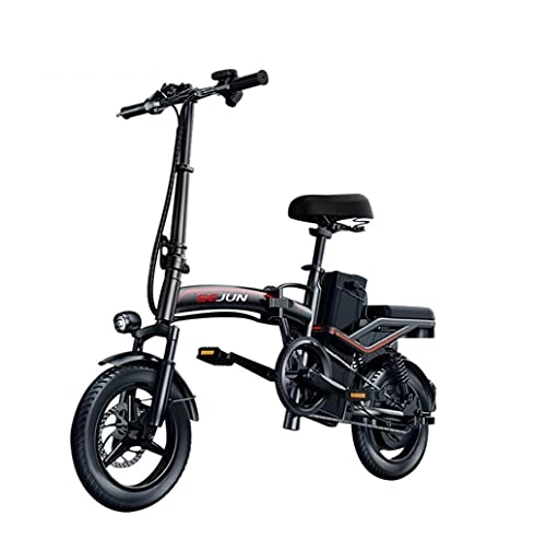 Vélos électriques : Vélo électrique Pliant Adulte Batterie au Lithium 48V vélo Scooter Double Frein à Disque Ressort à Huile Fourche LED Phare 80 * 65cm feu arrière(Color:48V10A)