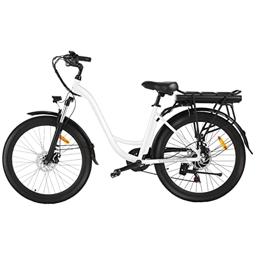 Vélos électriques : Vélo électrique Speedrid, vélo électrique 26 Pouces, vélo électrique Urbain rétro avec Batterie 36V-12.5Ah et Moteur 250W avec Pro 7 Vitesses (Blanc)