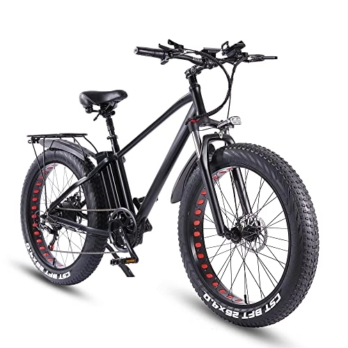 Vélos électriques : Vélo électrique VTT pour Homme Adulte, 26 Pouces 21Ah Batterie au Lithium Shimano 7 Vitesses, Vélo Homme Pas Cher Fat Bike