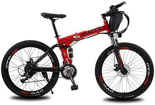Vélos électriques : Vélos Vélos De Montagne Semi-rigides, VTT électriques Pliables, Vélos Hybrides Vélo électrique Pour Adultes Avec Batterie Lithium-ion Amovible De Grande Capacité (36V), Eng(Color:rouge, Size:12Ah 50Km)