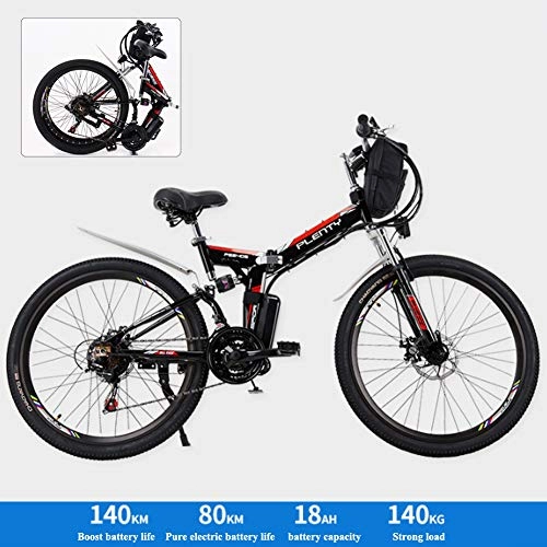 Vélos électriques : Vélos Électriques pour Adultes Vélo De Montagne en Acier À Haute Teneur en Carbone, 24" 48V 720Wh 15Ah Amovible Au Lithium-ION pour Hommes Montagne Ebike, Spoke Wheel